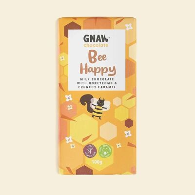 Bee Happy Honeycomb & Crunchy Caramel Milk Chocolate Bar