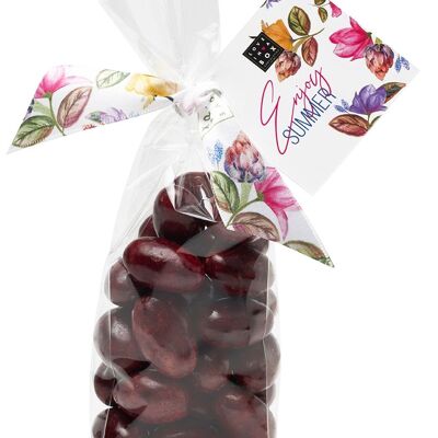 Mandorle Al Cioccolato Ribes Nero – mandorle tostate ricoperte di cioccolato bianco e ribes nero edizione estiva