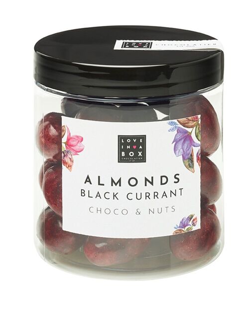 Chocolate Almonds Blackcurrant – roasted almonds covered with white chocolate and blackcurrant summer edition