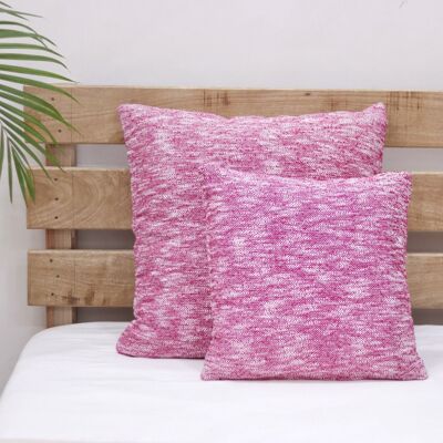 Set di 2 federe per cuscino in cotone Chambray rosa tinta unita 24 X 24/18 X 18 cuscino quadrato per la decorazione domestica