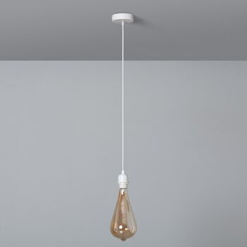 Lampe à Suspension Ledkia Fibres Naturelles Devmani-L Textile Blanc 6
