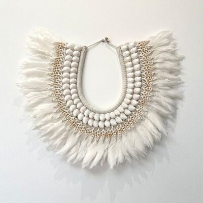 Serenity - White Feathers and Shells wall decoration