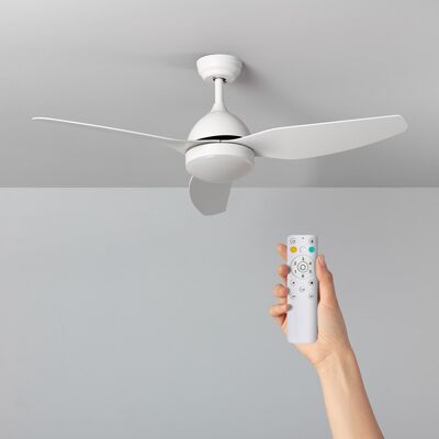 TechBrey White Woolworth Silent Ceiling Fan 127cm DC Motor for Outdoor Remote Control, Without Light