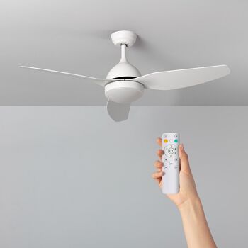 TechBrey White Woolworth Ventilateur de plafond silencieux Moteur DC 127 cm pour télécommande extérieure, sans lumière 1