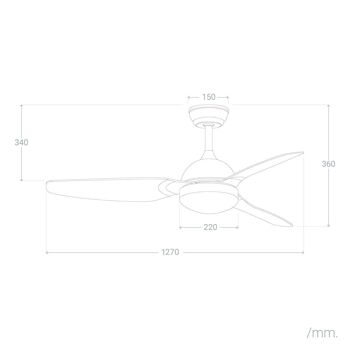 TechBrey White Woolworth Ventilateur de plafond silencieux Moteur DC 127 cm pour télécommande extérieure, sans lumière 2