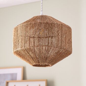 Ledkia Lampe à Suspension en Jute Calliope ILUZZIA Noir/Blanc 4