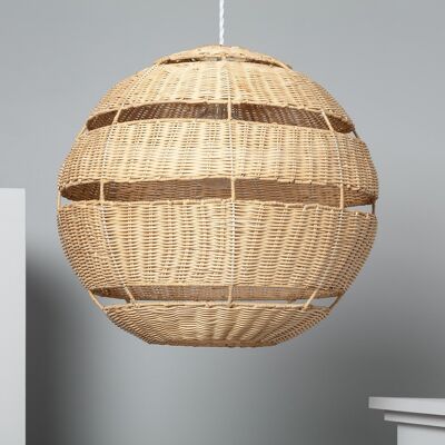 Lampada a sospensione Ledkia Big Bulang in rattan Ø500 mm intrecciato bianco