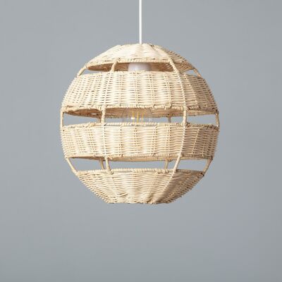 Ledkia Bulang Rattan Pendelleuchte Ø300 mm Weiß Textil