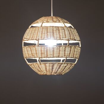 Lampe à suspension Ledkia Bulang en rotin Ø300 mm textile blanc 5