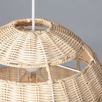 Lampe à suspension Ledkia Bulang en rotin Ø300 mm textile blanc 6