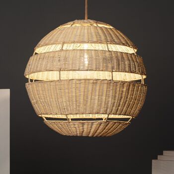 Lampe à suspension Ledkia Big Bulang en rotin Ø500 mm textile naturel 3