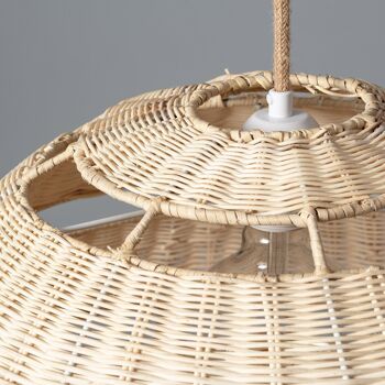 Lampe à suspension Ledkia Big Bulang en rotin Ø500 mm textile naturel 4