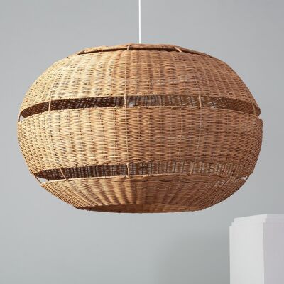 Ledkia Pendant Lamp Rattan Oblate Bulang Ø800 mm ILUZZIA White Textile