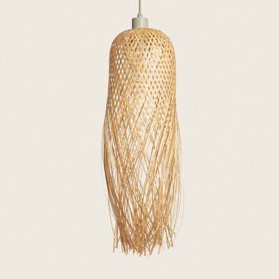 Ledkia Lampe à Suspension en Bambou Textile Vert Kawaii