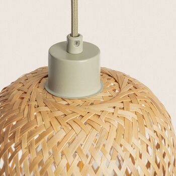 Ledkia Lampe à Suspension en Bambou Textile Vert Kawaii 2