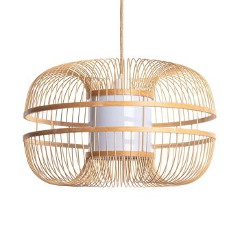 Ledkia Textile Naturel Ofelia Lampe à Suspension en Bambou 1