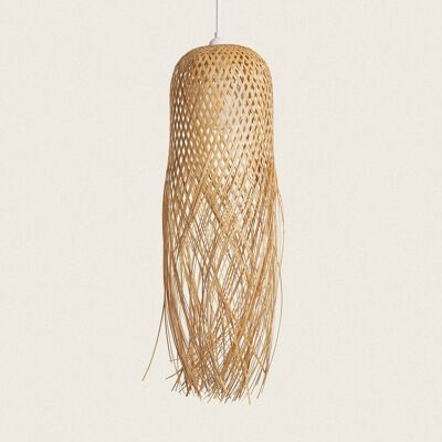 Lampe à suspension d'extérieur en bambou Ledkia Kawaii blanche
