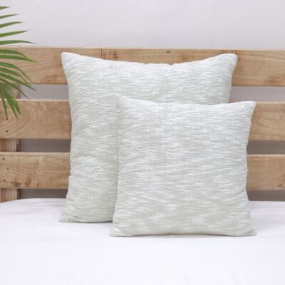 Set of 2 Sage Green Chambray Cotton Cushion Cover 24 X 24/ 18 X 18 Square Cushion for Home Decor