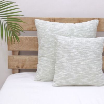 Set of 2 Sage Green Chambray Cotton Cushion Cover 24 X 24/ 18 X 18 Square Cushion for Home Decor