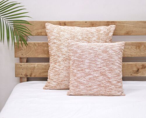 Set of 2 Solid Rust Chambray Cotton Cushion Cover 24 X 24/ 18 X 18 Square Cushion for Home Decor