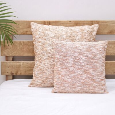 Set of 2 Solid Rust Chambray Cotton Cushion Cover 24 X 24/ 18 X 18 Square Cushion for Home Decor
