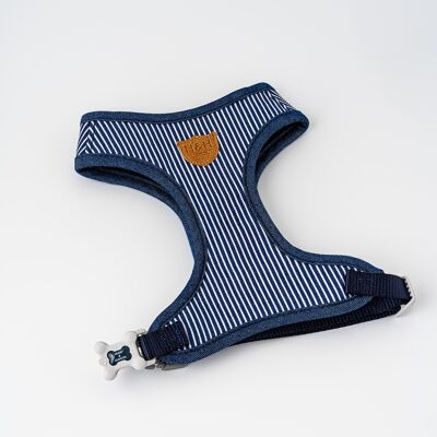 Fabric Dog Harness - Striped Navy