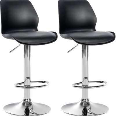 Set of 2 Gilbert bar armchairs - Chrome / Leather