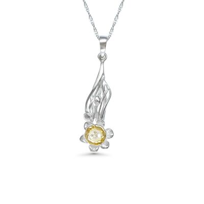 Ciondolo narciso in metallo misto, collana di fiori in argento