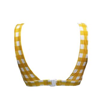 Ensemble bikini imprimé carreaux jaune/blanc pour femme 2