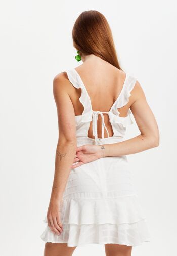 Liquorish Mini-robe d'été texturée superposée à volants - Blanc 4