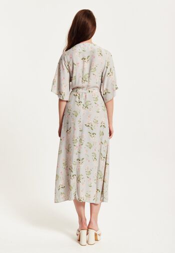 Liquorish - Robe portefeuille longue à fleurs avec manches kimono - Gris 6