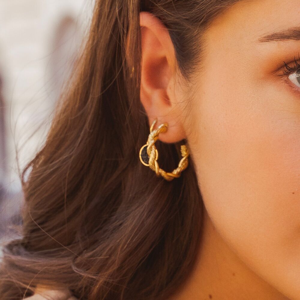 Cliona-Creolen – aus Edelstahl, 2 Ringe mit gedrehtem Effekt, glatt und gestreift