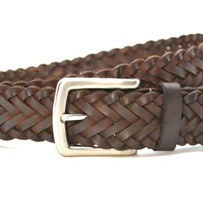 Leather braid belt 9736