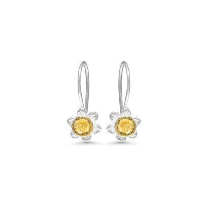 Mixed Metal Daffodil Hook Earrings