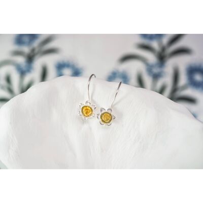 Mixed Metal Daffodil Hook Earrings