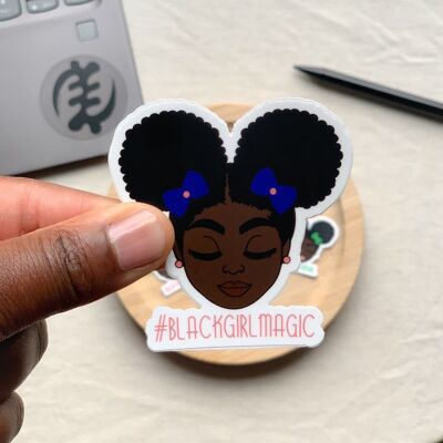 Sticker| Black girl with 2 Afrohairpuff Blackgirlmagic 65 x 67 mm