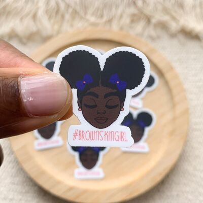 Sticker| Black girl with 2 Afrohairpuff blue Brownskingirl 33 x 34 mm