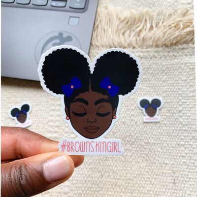 Autocollants| Fille noire avec 2 Afrohairpuff Brownskingirl 65 x 67 mm