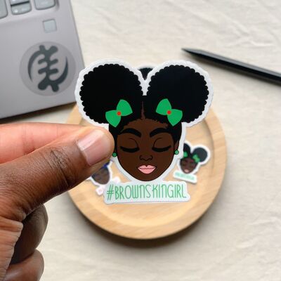 Sticker| Black girl with 2 Afrohairpuff Brownskingirl 65 x 67 mm