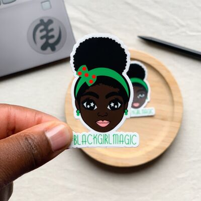 Sticker| Black girl with afro hair puff Blackgirlmagic 68 x 44mm