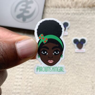 Autocollants| Fille noire avec Afrohairpuff Brownskingirl 25 x 44 mm