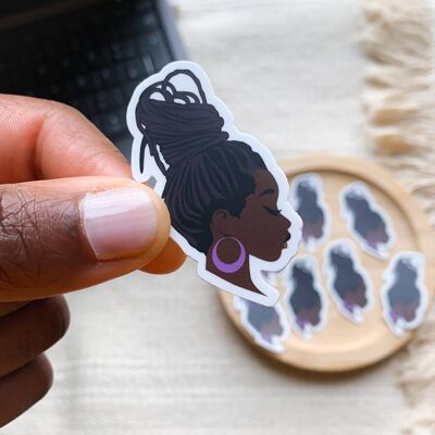 Autocollants| Fille noire avec des dreadlocs 53 x 32 mm