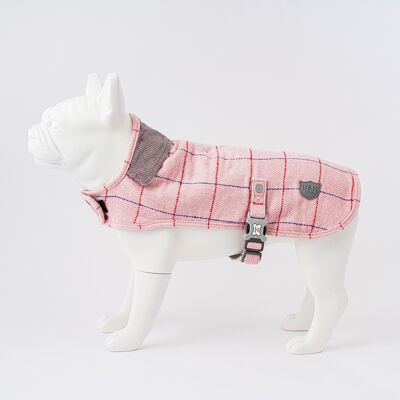 Veste pour chien en polaire Tweed - Chevrons à carreaux roses