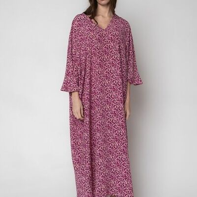 Pink caftan with flower print
