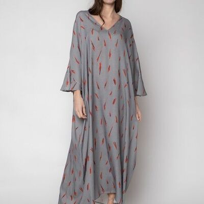 Grauer Kaftan mit Aufdruck