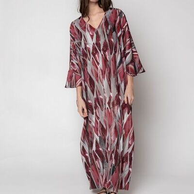 Caftan gris et rouge avec imprimé