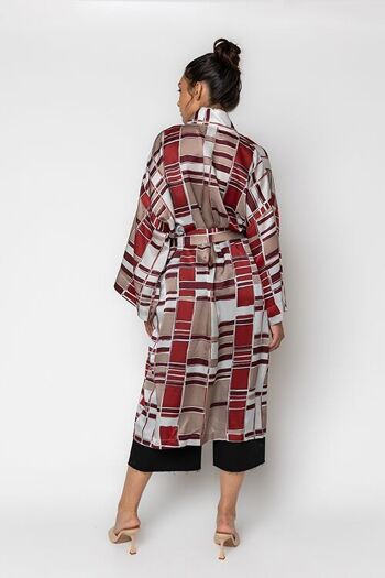 Kimono rouge à imprimé géométrique 3