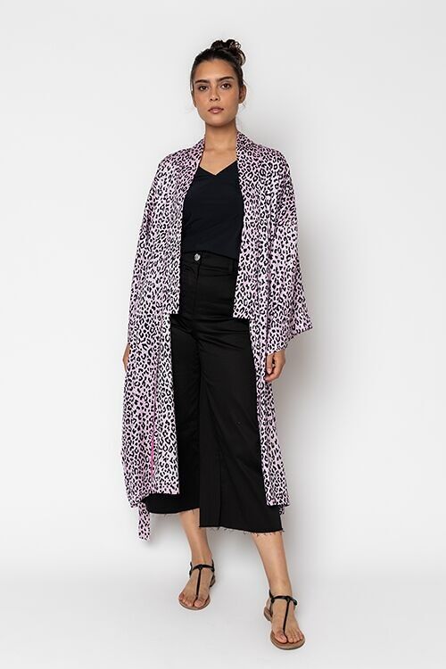 Kimono rosa leopardato