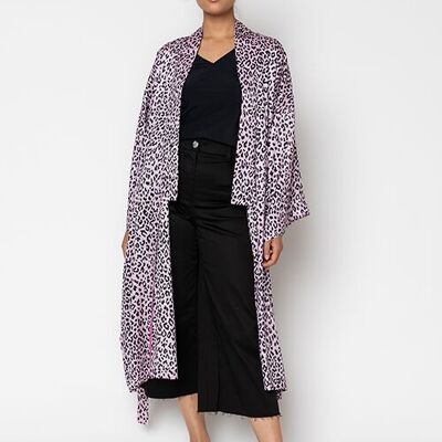 Leopard pink kimono