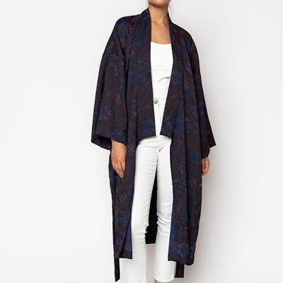 Kimono mit Merlot-Blumenmuster